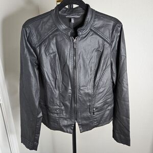 White House Black Market Charcoal Leather Jacket